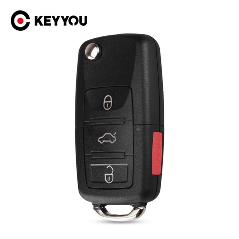 KEYYOU Folding 4 3+1 Buttons Car Remote Flip Key Shell Case Fob For Volkswagen Vw Jetta Golf Passat No Blade ► Photo 1/6