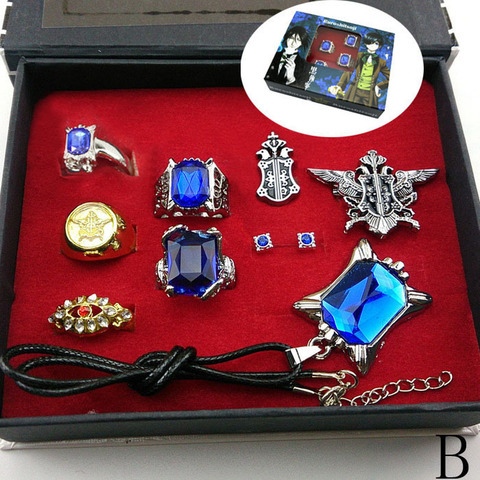 Black Butler Kuroshitsuji Ciel Phantomhive Sebastian Michaelis Alois Trancy's Cosplay Prop Set Ring Necklace Pendant Badge Gift ► Photo 1/6
