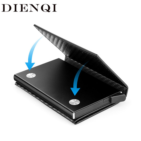 DIENQI Carbon Fiber Wallets Men Rfid Card Holder Slim Wallet Magic Trifold Leather Thin Mini Wallet Small Money Bag Purse Vallet ► Photo 1/6