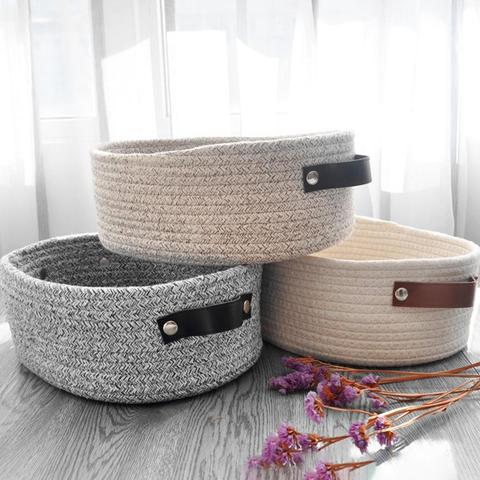 Cotton Rope Storage Baskets Weaving Nordic Home Sundries Baby Toys Candy Tassels Storages Basket Desktop Small Organizer Box ► Photo 1/6