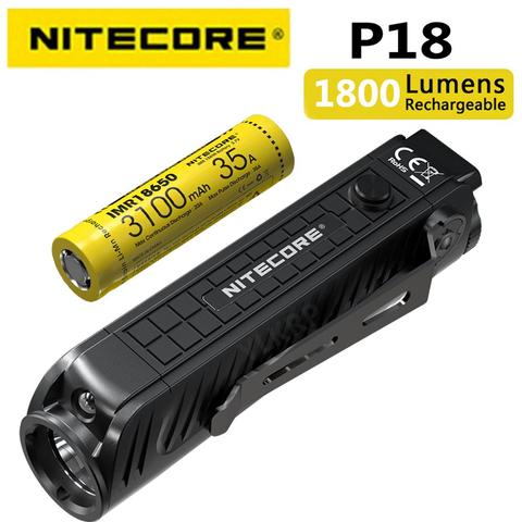 Nitecore P18 Unibody Die-case Futuristic CREE XHP35 HD LED 1800 Lumens with Auxiliary Red Light Tactical Flashlight ► Photo 1/6