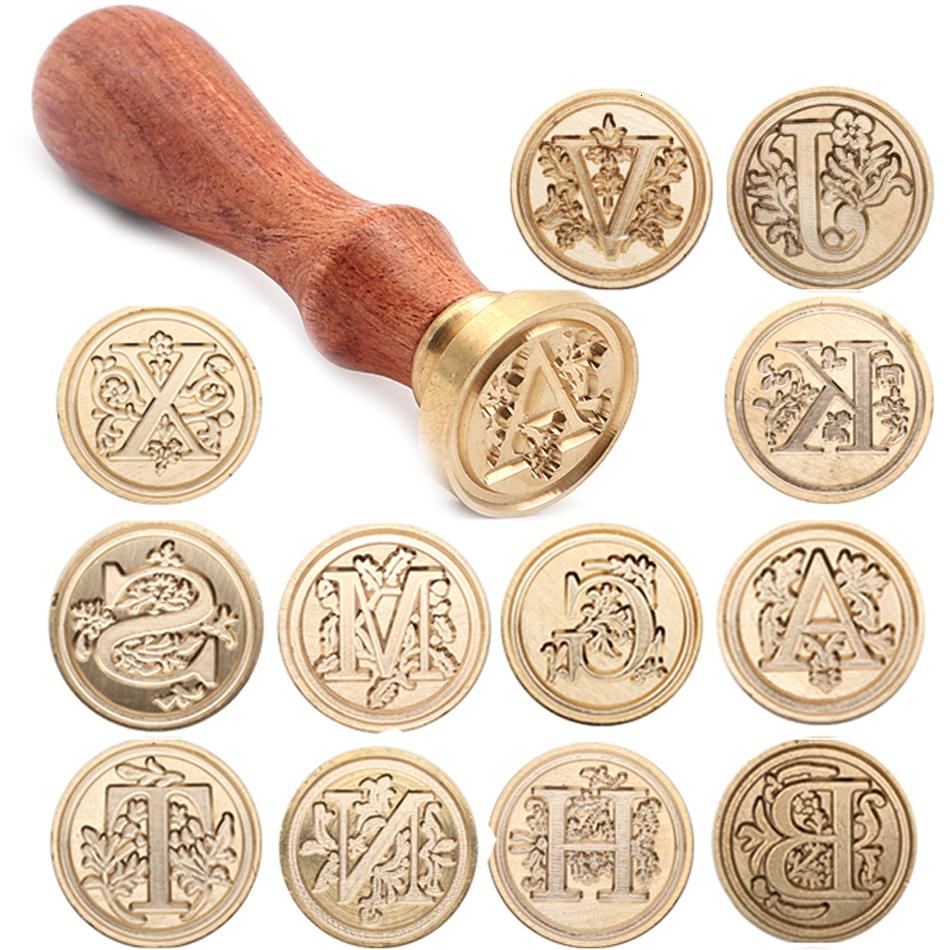 Letter 26 Retro Wood Sealing Wax Classic Initial Wax Seal Stamp Alphabet New 
