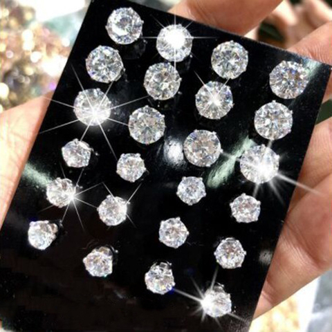 12 Pair/Pack AAA CZ Shiny Wedding Stud Earrings Set For Women Men Crystal Jewelry Accessories Earing Oorbellen Jewelry ► Photo 1/6