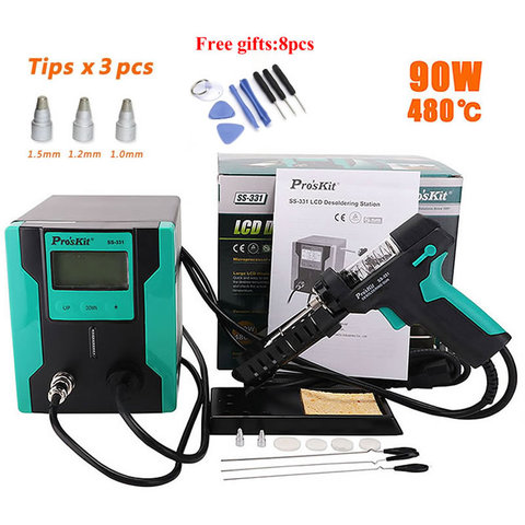 Pro'sKit SS-331H Electric Desoldering Station ESD LCD Digital Electric Desoldering Pump BGA Suction Vacuum Solder With Gun ► Photo 1/6