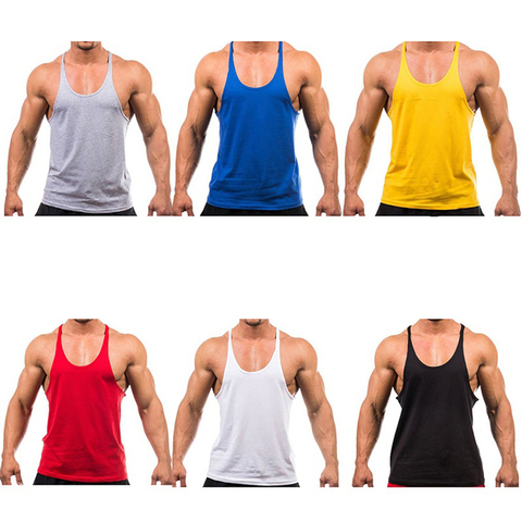 2022 New Style Jogger Gym Singlet Training Bodybuilding Tank Top Vest Shirt Sleeveless Fitness Cotton Shirt For Men Wholesale ► Photo 1/6