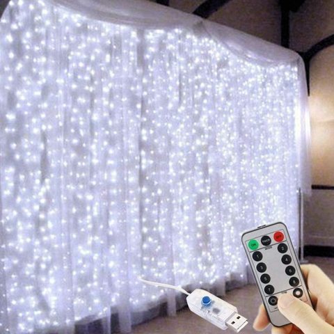 3M LED Curtain Garland on The Window USB String Lights Fairy Festoon Remote Control New Year Christmas Decorations for Home Room ► Photo 1/6