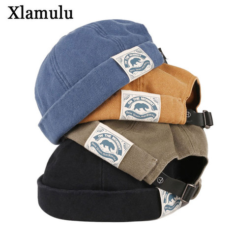 Fashion Men Docker Cap Skullcap Retro Sailor Cap Beanie Hats Men Women Warm Bucket Cap Brimless Hat Skullcap Bonnet Dad Caps ► Photo 1/6