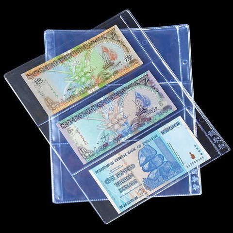 10PCS/Lot 3 Pockets Per Page Banknotes Paper Money Album Banknote Paper Money Postage Stamp Badges Tokens Medallions Collection ► Photo 1/5