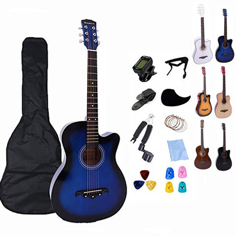 38 Inch Acoustic Guitar Folk Guitar for Beginners 6 Strings Basswood with Sets Black White Wood Brown Guitar AGT16A ► Photo 1/6