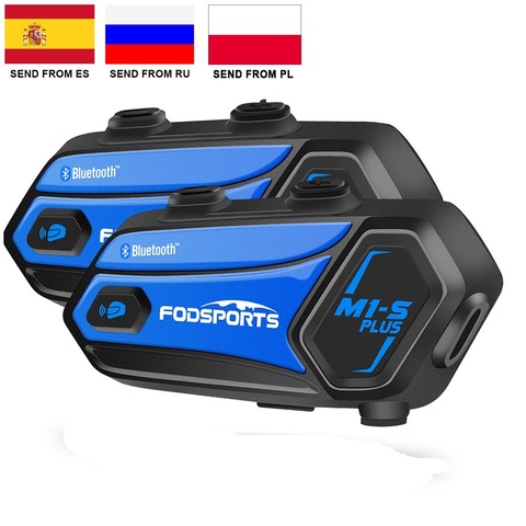Fodsports 2 pcs M1-S Plus Helmet Intercom Motorcycle Bluetooth Headset Intercom Wireless BT Interphone FM music sharing ► Photo 1/6