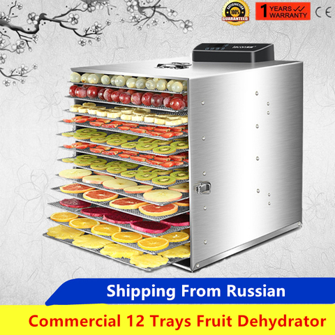 12 Trays Food Dehydrator Fruit Drying Machine Dryer For Vegetables Dried Fruit Meat Drying Machine Stainless Steel Visible ► Photo 1/6