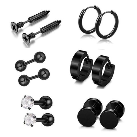 12Pcs/set Stainless Steel Ear Studs Unisex Screw Barbell Piercing Earrings Ear Ring for Women Men Jewelry Decoration ► Photo 1/6