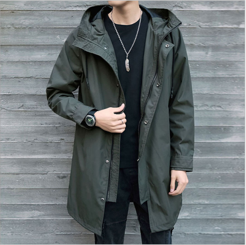 Men's windbreaker medium length jacket men's 2022 hooded men's jacket casual coat coat ► Photo 1/5