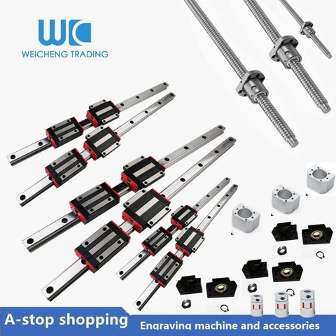 6sets linear rail HGH20 linear guide CUSTOMIZED length+ linear bearing blocks+SFU1605 ball screw+3BK12/BF12+ DSG16H nut+Coupler ► Photo 1/3