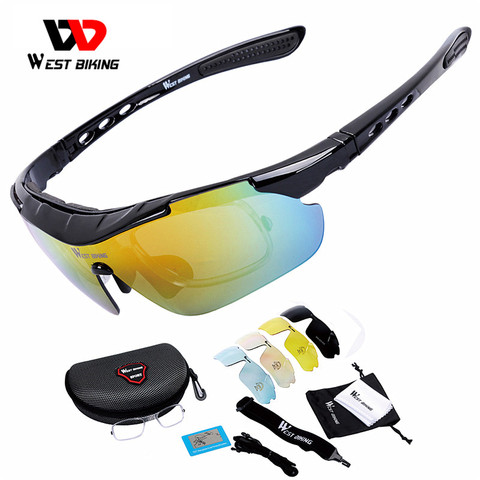 WEST BIKING Polarized Cycling Glasses Anti-fog Sunglasses Sport Bicycle Glasses With Mypia Frame MTB Bike Goggles Eyewear ► Photo 1/6