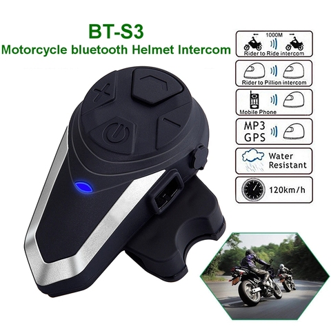 BT-S3 Motorcycle Helmet Intercom Bluetooth Headset Headphones BTS3 Motorbike Communication System FM Radio 3 Riders Walkietalkie ► Photo 1/6