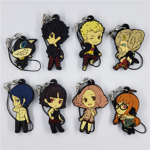 Persona 5 Anime P5 Akira Kurusu Futaba Sakura Ryuji Sakamoto Anne Takamaki Goro Akechi Morgana Strap Rubber Keychain ► Photo 1/1