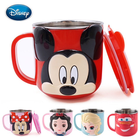 Disney 300ML Kids Drink Water Cups Children Baby Milk Cup Cartoon Creative  Baby Drinkware Juice Cup Stainless Steel Mugs