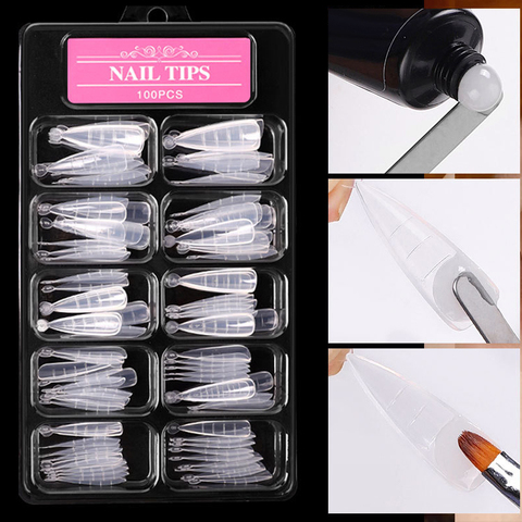 Heart Full Cover Sculpted Nail Tips Fake Finger Polish Extension Tips Quick Building Mold False Tips Manicuring Tools Set ► Photo 1/6