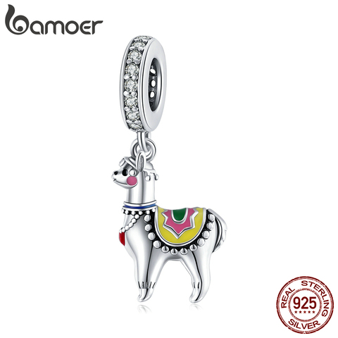 bamoer 925 Sterling Silver Cute Alpaca Charm for Original 3mm Bracelet Accessories Original silver jewelry making SCC1737 ► Photo 1/6