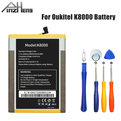 PINZHENG 8000mAh Mobile Phone Battery For Oukitel K8000 Batterie Real Capacity Replacement Batteries With Tools ► Photo 1/6