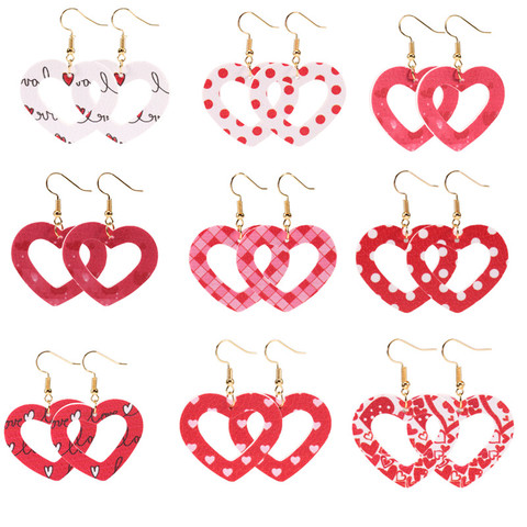 Love Heart Pendant Hollow Pu Leather Earrings New Dangle Earrings for women Valentine's Day Gift Wholesale valentine earrings ► Photo 1/6