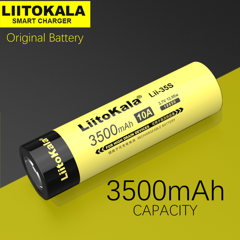 1-10PCS LiitoKala Lii-35S 18650 Battery3.7V Li-ion 3500mAh lithium battery For high drain devices. ► Photo 1/4