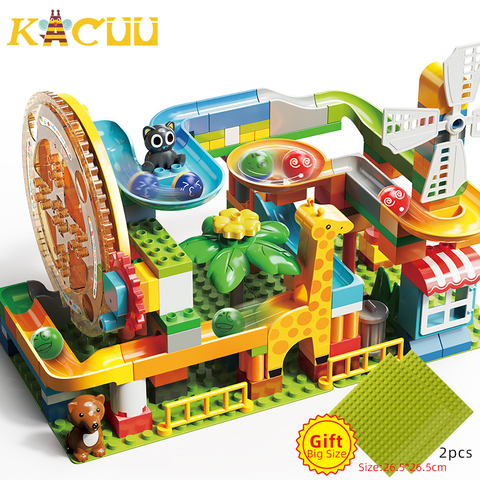 New Turntable Marble Race Run Blocks Compatible Duploed Big Size Building Blocks Funnel Slide DIY Bricks Toys For Children Gift ► Photo 1/6