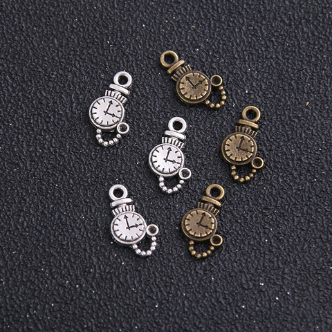 20pcs 9*16mm Vintage Charms Clock Pendant two color Fit Bracelets Necklace DIY Metal Jewelry Making ► Photo 1/1