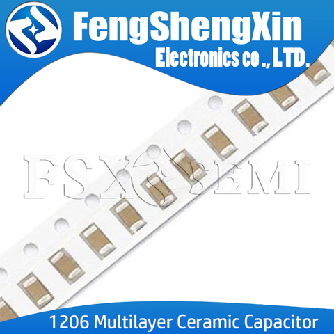 100pcs New 1206 50V SMD Thick Film Chip Multilayer Ceramic Capacitor 0.5pF- 22uF 10NF 100NF 1UF 2.2UF 4.7UF 10UF 22PF ► Photo 1/6