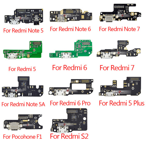 1pcs USB Charging Port Connector  Flex Cable With Microphone Mic For XiaoMi PocoPhone F1 Redmi Note 7 6 5 Pro Plus 7A 6A S2 ► Photo 1/6