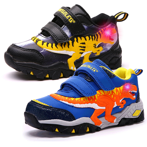 Dinoskulls Boys LED Shoes Tennis Sports Kids Light Up Sneakers Dinosaur Glowing Children Trainers Running Spring Boy Footwear ► Photo 1/1