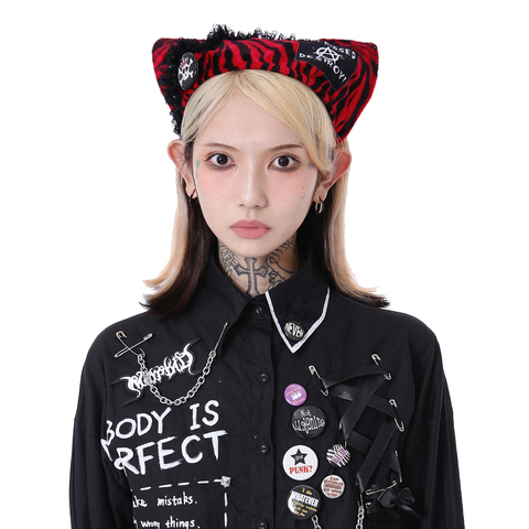 Morbid Original spring / summer 2022 new leopard zebra triangle Lace Patch Punk Gothic Scarf Hair Band Personality Headband ► Photo 1/4