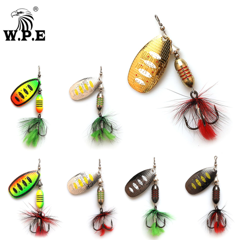 W.P.E Spinner Lure 1pcs 18g Bress Spoon Lure Feather Metal Fishing Lure Carp Fishing Wobblers CrankBaits Treble Hook Fish Pesca ► Photo 1/6