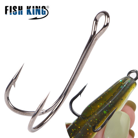 FISH KING Fishing Hooks 20pcs/pack High Carbon Steel Duple Hooks Double Fishing Hooks Barbed Carp Fishhook For Soft Worm Lure ► Photo 1/6