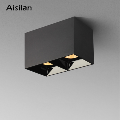 Aisilan LED surface mounted ceiling spotlight double head square COB living room corridor aisle ceiling spot light cube lamp ► Photo 1/6