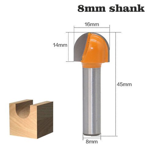 8mm Shank Woodworking Carving Accessories Rouding Router Bit Round Router Bit Wood Trimming Cutter Radius Wood Milling Cutter ► Photo 1/4