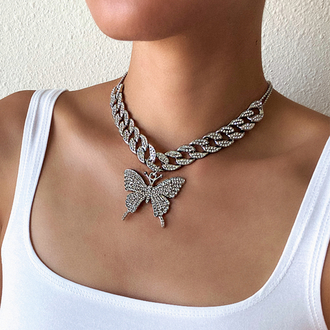 Iced Out Butterfly Choker Necklaces For Women – Crystal Candle Hub