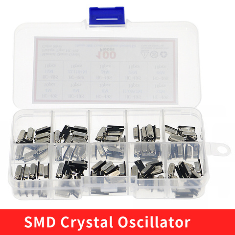 10Values HC-49S Quartz Resonator SMD Crystal Oscillator Kit 4MHz 6MHz 8MHz 12MHz 16MHz 24MHz 25MHz 48MHz 2Pin diy electronic set ► Photo 1/6