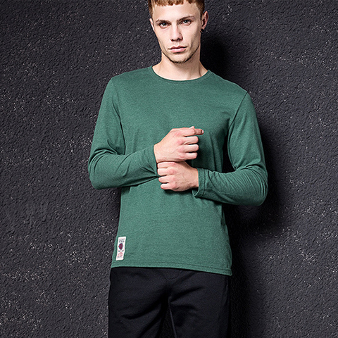 Vomint Men's Solid Color T-shirt Multi-Color Washing Knitted T-shirt Male Autumn Winter T-shirt Cotton Long Sleeve Top ► Photo 1/6
