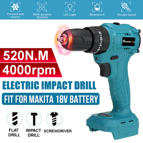 Doersupp 3 in 1 Cordless Electric Impact Drill 10mm 25 Torque 2 Speeds Brushless Electric Screwdriver For Makita 18V Battery ► Photo 1/6