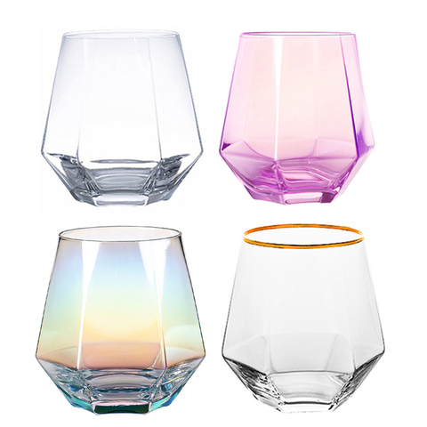 4PCS Nordic Whisky Glass,Water Glass,Juice Glass, Water Cup,Diamond Water Cup, Glass Cup,Drinkware Set of 4 ► Photo 1/6