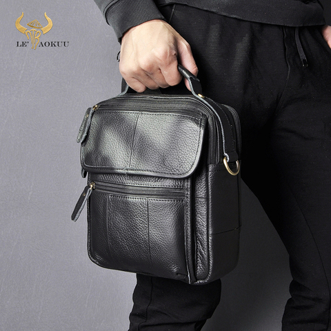 Genuine Original Leather Male Casual Shoulder Messenger bag Cowhide Fashion Cross-body Bag 9