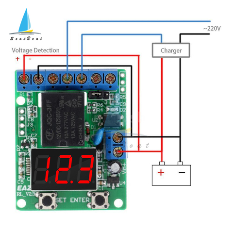 DC 12V 24V LED Digital Voltage Control Relay Module Relay Switch Control Board Voltage Detection Charging Discharge Monitor ► Photo 1/5