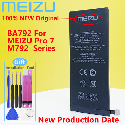 Meizu 100% Original 3000mAh BA792 New Battery For Meizu Pro 7 M792Q M792C M792H BA791 PHone High Quality+Tracking Number ► Photo 1/6