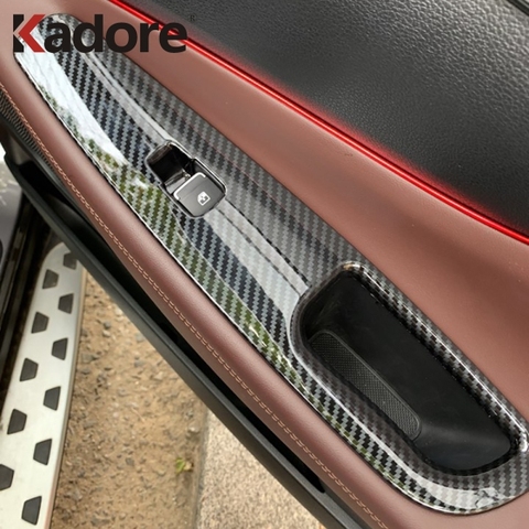 For Hyundai Santa Fe 2022 Carbon Fiber Window Lift Switch Button Cover Trims Door Armrest Panel Frame Interior Accessories ► Photo 1/6