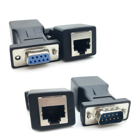 New Arrival DB9 RS232 Male/Female to RJ45 Female Adapter COM Port to LAN Ethernet Port Converter ► Photo 1/1