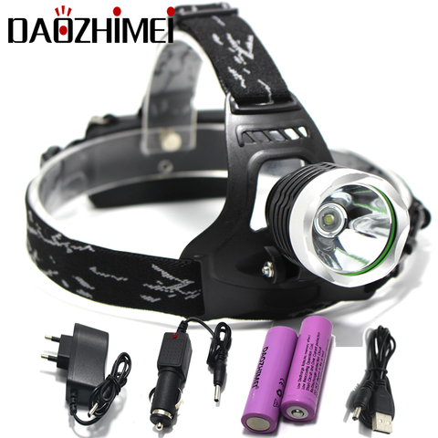 LED Headlamp waterproof T6 headlights 18650 Fishing headlights Camping Hiking 3-Mode Flashlight Use 2*18650 battery ► Photo 1/6