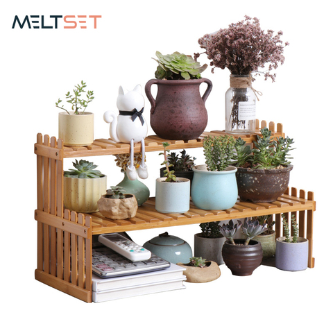 Office Desktop Storage Rack Bamboo Flower Display Stand Plant Shelves Decorative Storage Shelf for Study Living room Organizer ► Photo 1/6