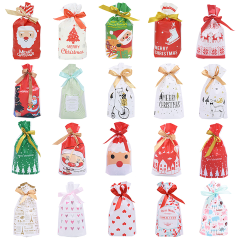5pcs Merry Christmas Candy Bag Drawstring Gift Bags Christmas Decorations For Home New Year Xmas Party Favor Food Cookies Pouch ► Photo 1/6